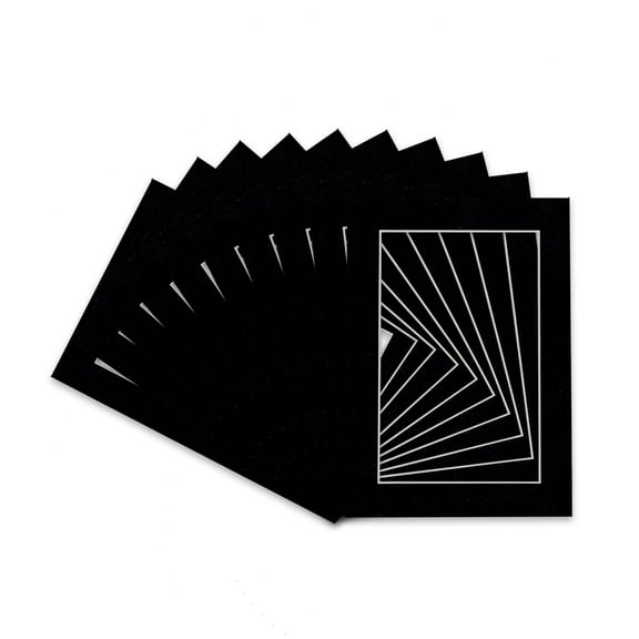 Black Suede Acid Free 8.5x11 Picture Frame Mats with White Core Bevel Cut for 5.5x8.5 Pictures -