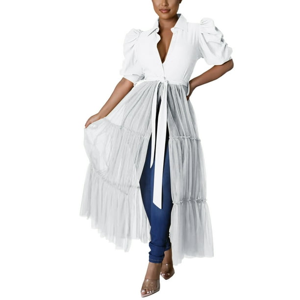 Túnica ajustada sexy de manga corta para mujer: blusa asimétrica con volantes, material de poliéster, color liso, ideal para salir de fiesta o una cita.