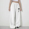 thumbnail image 5 of Lenpel Girls' Wide Leg Sweatpants Children Casual Elastic Waist Drawstring Bowknot Printed Athletic Pants Baggy Jogger Pants(White,14-15 Years), 5 of 7