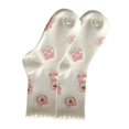 thumbnail image 4 of 1 par de calcetines de oso para mujer, estampado bonito y dulce de dibujos animados, estilo pijo, poliéster, medio alto, rosa, tipo 7, 4 of 5