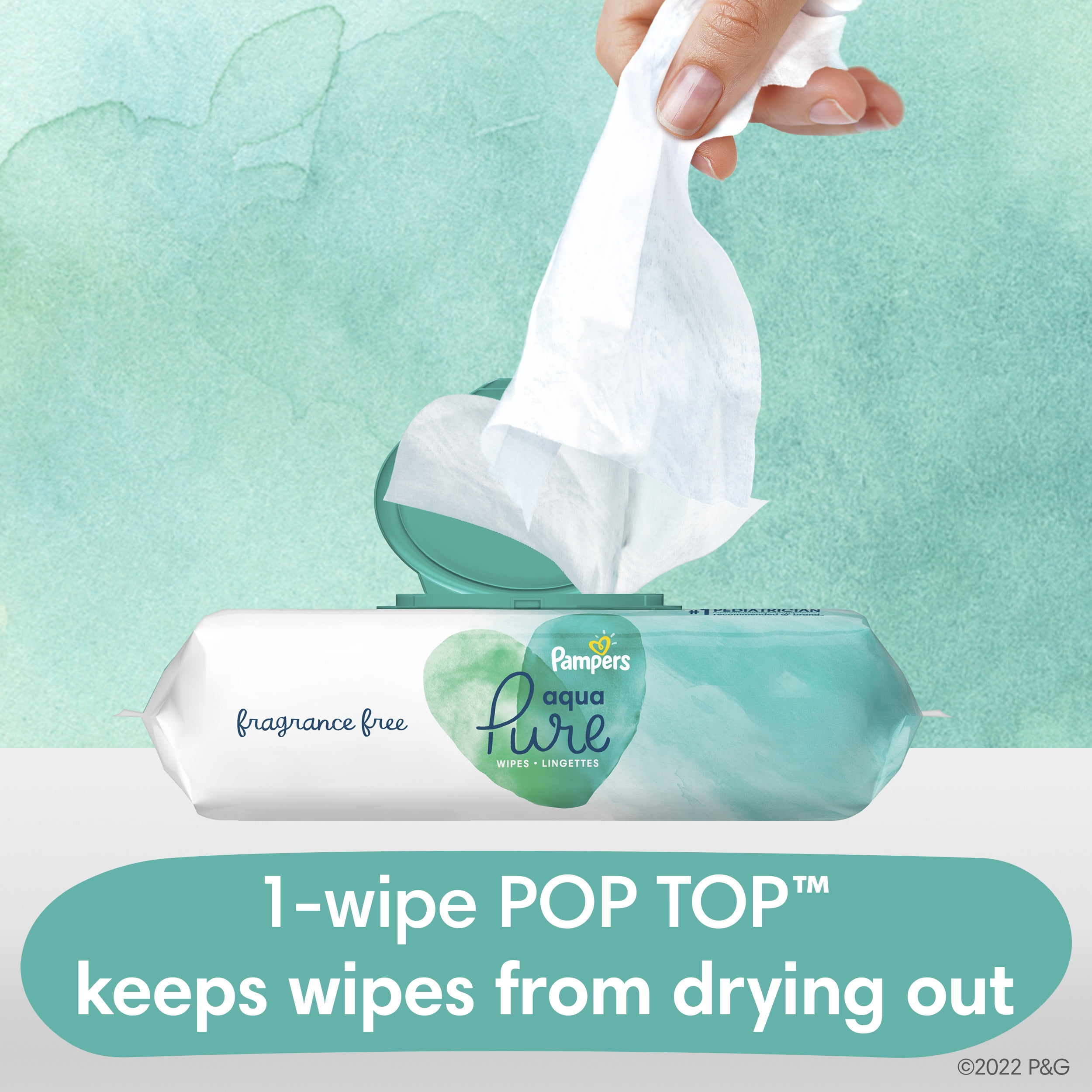 Pampers Aqua Pure Baby Wipes 8X Flip-Top Pack 448 Wipes (Select for More  Options)