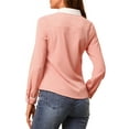 thumbnail image 3 of INSPIRE CHIC Women's Button Down Shirt Long Sleeve Work Peter Pan Collar Blouse Tops XL Pink, 3 of 7