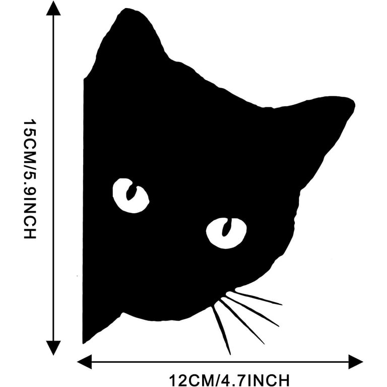 Peeking Cat Silhouette Vinyl Decal Sticker - 5.5 Inch, White, For Laptop, Car, Notebook, Water Bottle