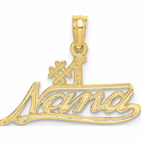 10K Yellow Gold #1 Nana Script Charm (14.6 X 21.1) Made In United States -Jewelry By Sweet Pea