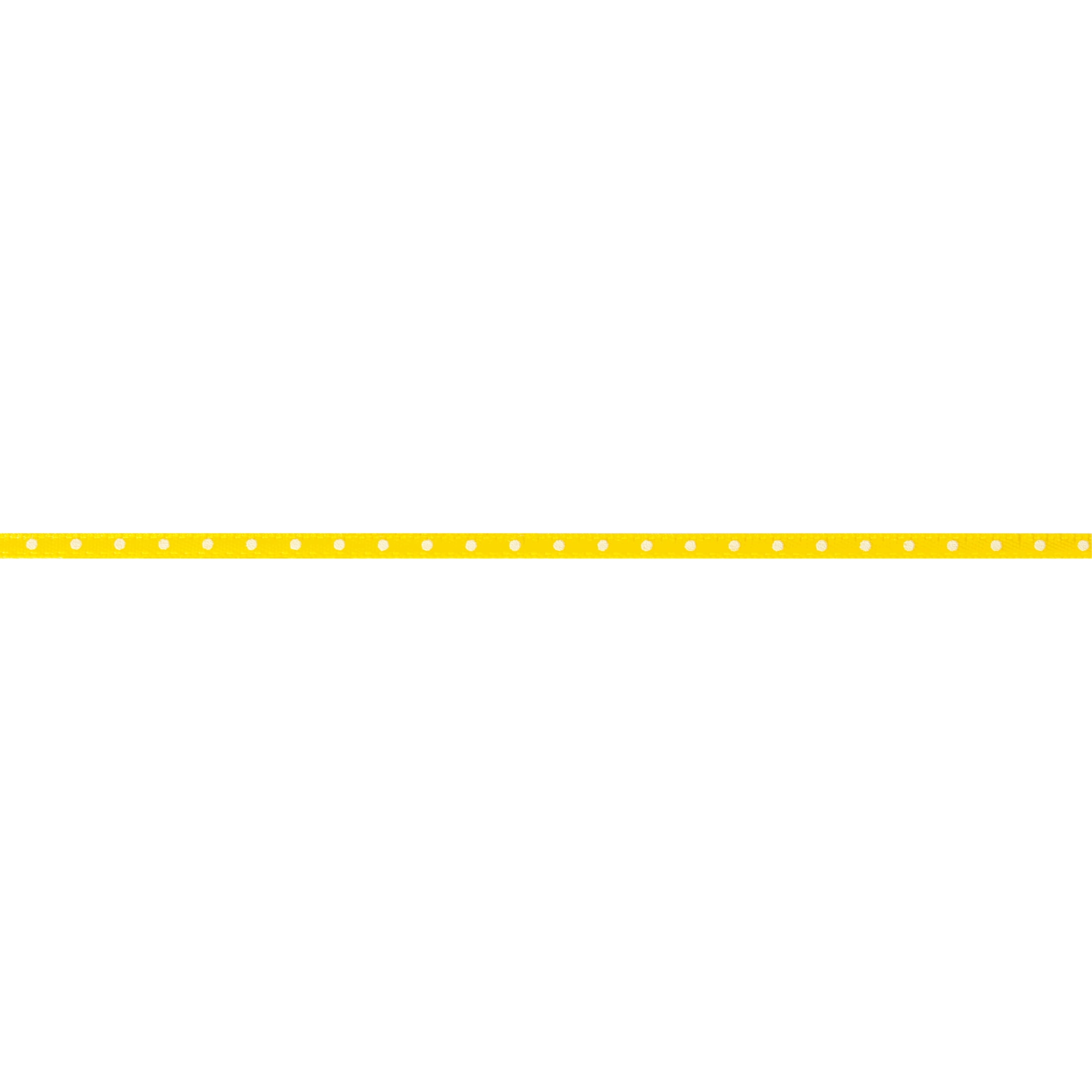 Offray Ribbon, Yellow 1/8 inch Dot Satin Ribbon, 15 feet