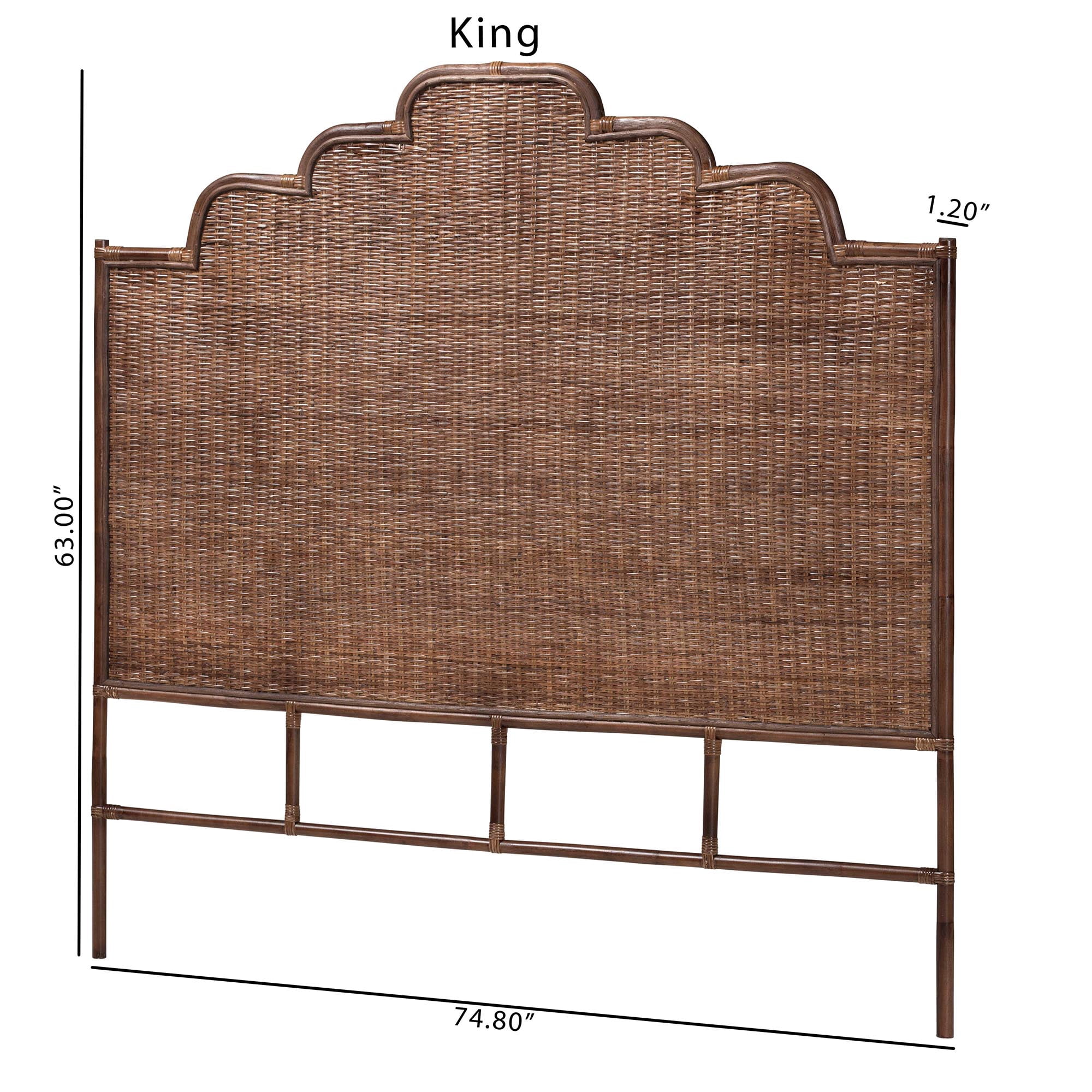 bali & pari Raphaela Boho Standalone Headboard, King, Coffee Bean