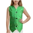 thumbnail image 3 of Bovxnpu Girls Tops Sleeveless Waistcoat Cardigans, Girls Sleeveless Waistcoat Loose V-Neck Vest Hip Hop Jazz Dance Performance Costume 4 Years, 3 of 5