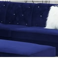 thumbnail image 5 of Contemporary Modern Living Room Sectional Sofa Set Indigo Velvet Fabric Tufted Loveseats Armless Chair Corner Wedge 4pc Set, 5 of 8