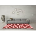 thumbnail image 3 of Ahgly Company Machine Washable Indoor Round Abstract Red Modern Area Rugs, 4' Round, 3 of 4