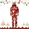 thumbnail image 2 of Mrzhqd Family Matching Christmas Pajamas Mens Christmas Jumpsuit Pajamas Cute Print Plaid Long Sleeve Onesie Soft Casusal Winter Holiday Sleepwear,Red,Size L, 2 of 4