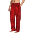 thumbnail image 2 of Uemuo Red Rose Pattern Men's Wide Leg Palazzo Lounge Pants with Pockets Light Weight Loose Comfy Casual Pajama Pants-Medium, 2 of 9