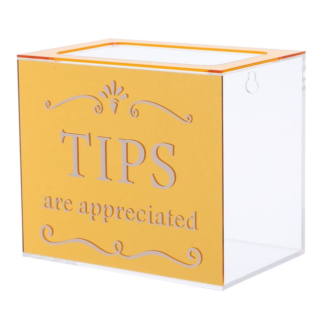 KAKOWELY tip jar for bartender Acrylic Money Collection Box Suggestion Box Raffle Cash Box Clear And Gold Rectangular box For Bars Cafes Restaurants5.91"X5.12"X3.94"