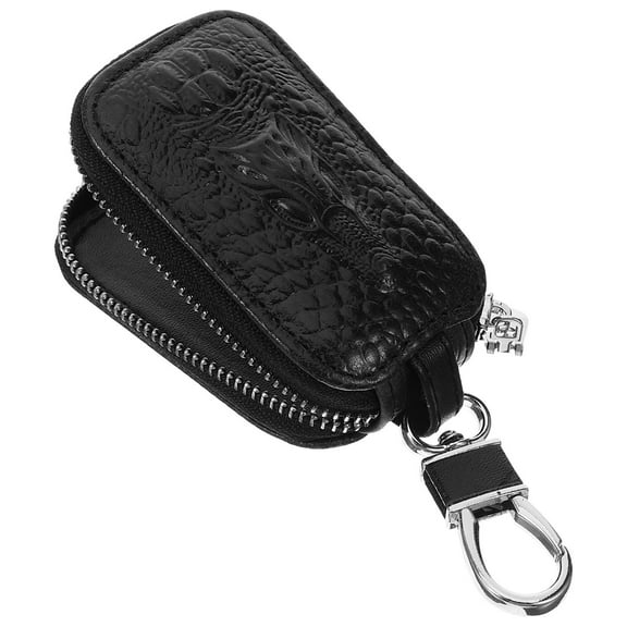 WASHWEPE Car Key Bag for Men Black Artificial Leather 1Set