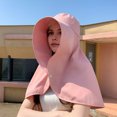 thumbnail image 2 of Yesbay Women Sun Hat Shawl Design Neck Cover Sun Anti UV Extra Large Brim Button Foldable Travel Gardening Hiking Outdoor Cap, 2 of 7
