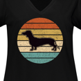 thumbnail image 4 of Inktastic Dachshund Dog Retro Sunset Women's Plus Size V-Neck T-Shirt, 4 of 5