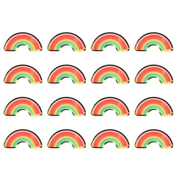 16pcs Birthday Party Supplies Rainbow Design Paper Plates Disposable Wedding Food Plates for Dessert Appetizer Fruit Salad