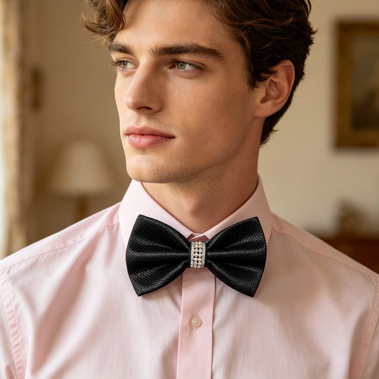 mens formal dress accessories Men's Wedding Bow Tie with Pearls and Rhinestones, Adjustable Bow for Grooms and Men Suit suit accessories guide