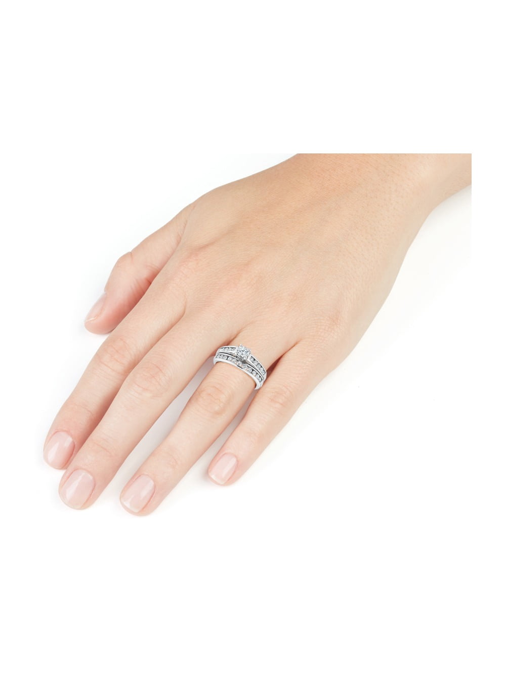 1.00 Carat (Ctw H-I-J, I2-I3) Diamond Engagement Ring and Wedding Band Set in 10K White Gold for Women