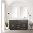 thumbnail image 3 of Shelter 60 in W x 22 in D Brown Oak Double Bath Vanity and Carrara Marble Top, 3 of 8