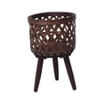 thumbnail image 1 of koolsoo Rattan Basket Floor Planter Versatile Home Decor for Home Office Wooden Legs Brown 33x21cm, 1 of 9