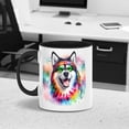 thumbnail image 3 of Hippie Alaskan Malamute Portrait Watercolor Tie-Dye Vintage Styles 11oz Accent Two-tone Mug Alaska Mal Dog Lovers Gifts Coffee Tea Cup - 00014, 3 of 5