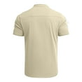 thumbnail image 4 of RYRJJ Men's Cotton Linen Henley Shirts Short Sleeve Casual Lace-Up Banded Collar Shirt Summer Beach Hippie T Shirts Vacation Tops(Beige,M), 4 of 4
