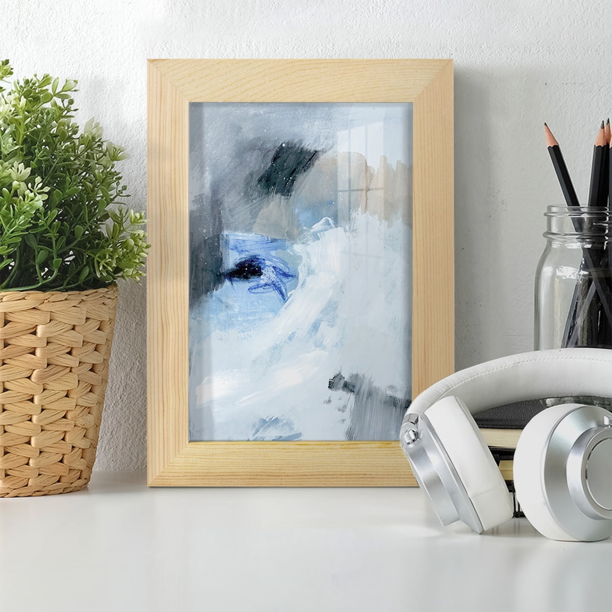 Welle I - Framed Print w/glass - Natural Wood