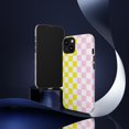 thumbnail image 2 of Pink White Yellow Checkered Tough iPhone 15 Case-iPhone Case-iPhone, 2 of 2