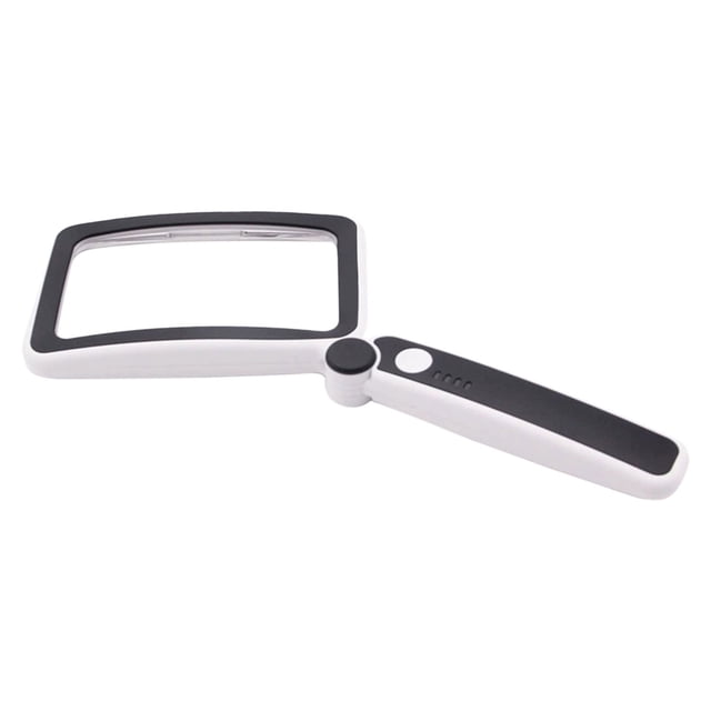 Magnifying Glass with Light, Handhold Magnifiers,Rechargeable 5X Large Page Magnifier for Reading, Folding Handheld Dimmable, LED Lighted Rectangle Magnifier for Reading Book Small Print(Black)