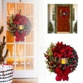 thumbnail image 2 of Christmas Wreath with Red Poinsettias, Lantern, Berries and Bows, Illuminated Festive Decor for Front Door and Home Decorations - A, 2 of 6