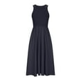 thumbnail image 3 of Giftesty Summer Dresses for Women Fashion Sexy Solid Sleeveless Round Neck Pleated Dresses Mid-Calf Dress Long Dress, 3 of 5