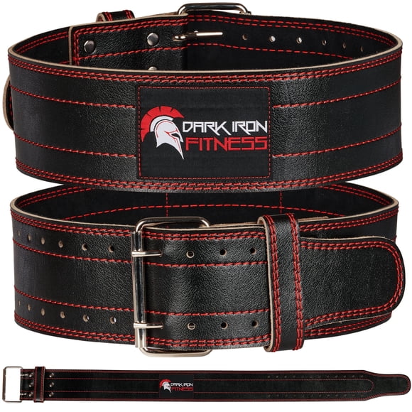 Cinturón de levantamiento de pesas Dark Iron Fitness de cuero genuino de 4 pulgadas