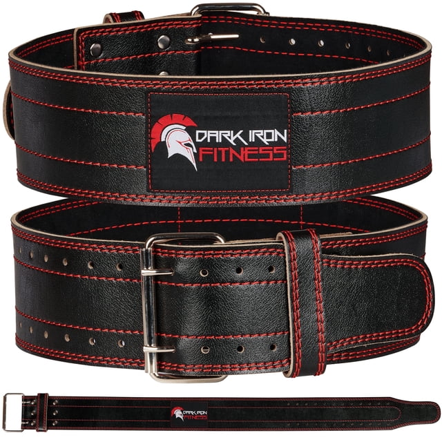 Cinturón de levantamiento de pesas Dark Iron Fitness de cuero genuino de 4 pulgadas
