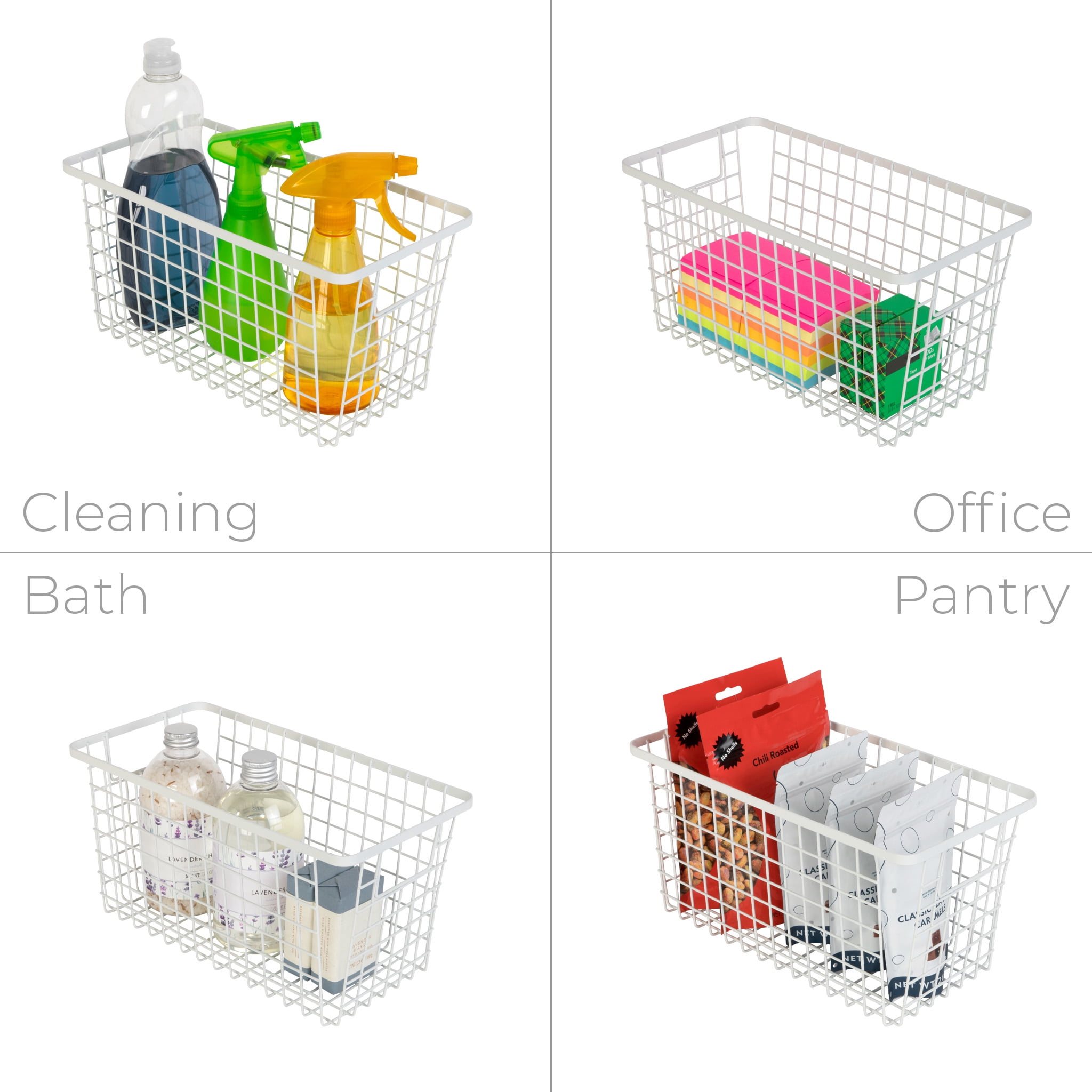 Smart Design  Nestable Basket Set - 6 x 6 x 12 inch - Set of 2- White