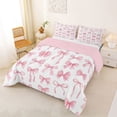 thumbnail image 2 of Erosebridal Girls Cartoon Bowknot Queen Comforter Set 3pcs,Dreamy Princess Bow Bedding Comforter Set for Teens Women,Pink Reversible,Breathable Home Decor, 2 of 6