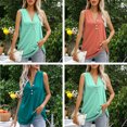 thumbnail image 4 of Moda mujer chaleco de color sólido cuello en V botón sin mangas Casual diario verano camisola Abanopi Azul/XX-grande, 4 of 7