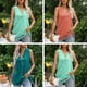 thumbnail image 4 of Moda mujer chaleco de color sólido cuello en V botón sin mangas Casual diario verano camisola Abanopi Verde/Grande, 4 of 7