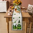 thumbnail image 2 of St. Patrick's Day Table Runner - 90 Inch Long Green Shamrock Gnomes Gold Coin Beige Cotton and Linen Blended Dress Scarves Farmhouse Table Runner for Kitchen Dining, Coffee Table, 13" x 90", 2 of 8