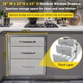 thumbnail image 4 of QinaQin Outdoor Kitchen Drawers, 24 Inch Stainless Steel Flush Mount BBQ Drawers with Grooved Handle, 4 of 7
