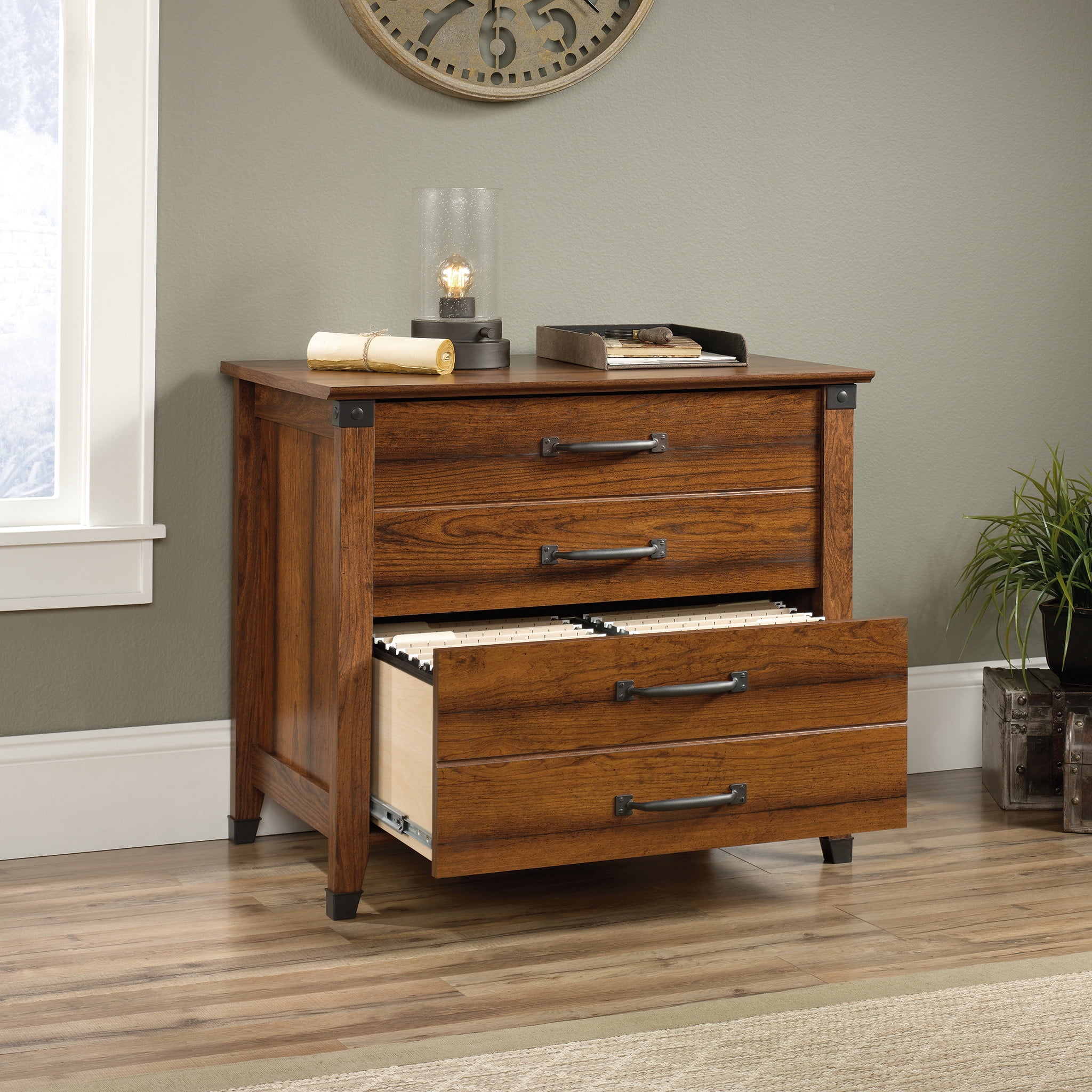 Sauder Carson Forge Lateral File Cabinet, Washington Cherry Finish