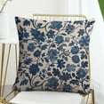 thumbnail image 7 of Decorative Bed Pillows Indigo Blue Japanese Floral Pillow Protector 18"x18" Watercolor Floral Farmhouse Pillow Covers Decor for Sofa Couch, 7 of 7