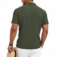 thumbnail image 6 of FRSASU Men's Casual Polo Shirt Summer Short Sleeve Vacation Button Down Beach Knit Stretchy Golf Shirts Army Green, 6 of 7