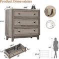 thumbnail image 2 of FANRAL Rattan Large Nightstand,27.6"H Wood Tall Night Stand,Wide Modern 3 Drawers,Boho Bedside Table Narrow Side Table for Bedroom Living Room,Gray Night Stand, 2 of 7