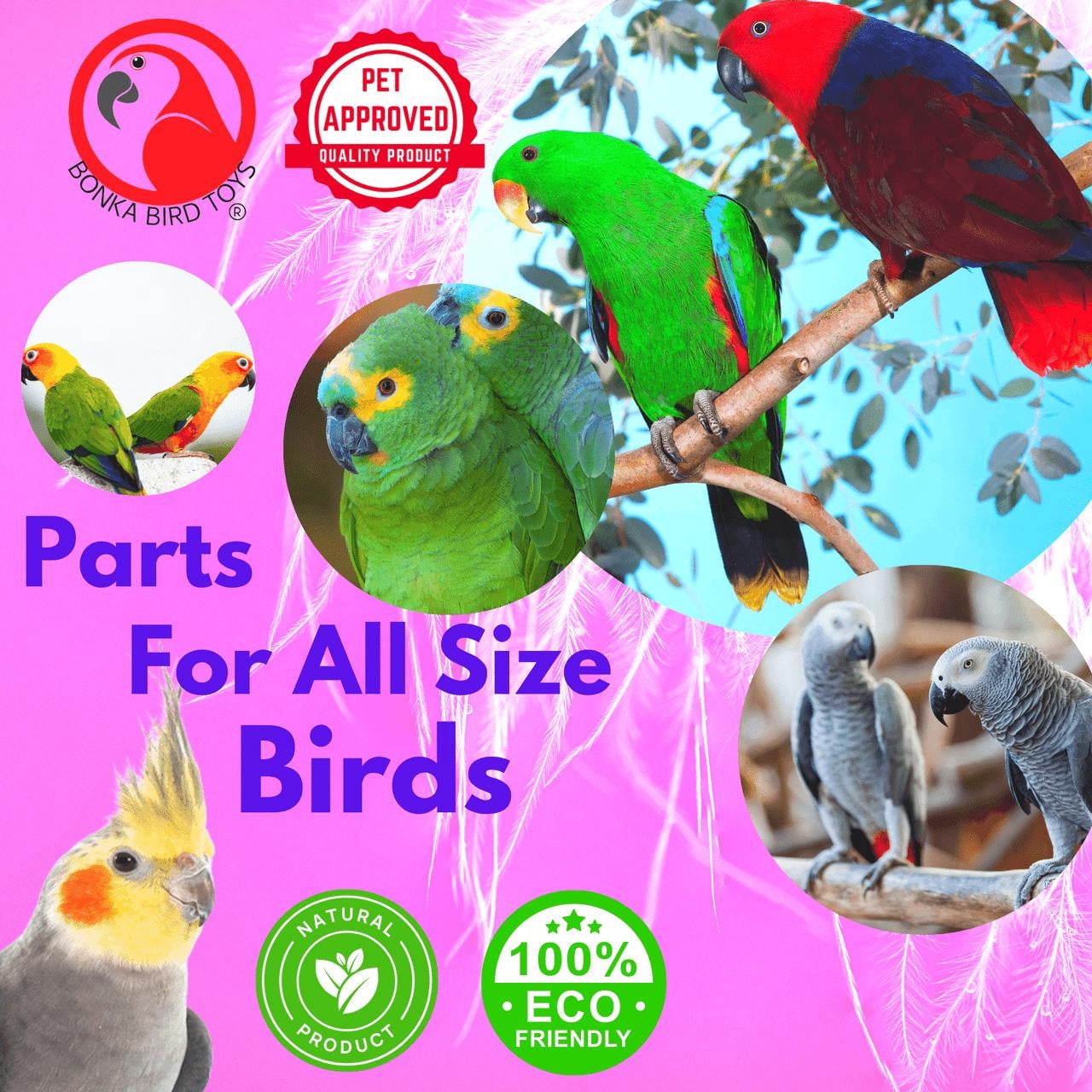 Bonka Bird Toys 1031 Pk4 Half Shell Coconuts Craft Part Parrot Cage Toy