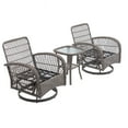 thumbnail image 6 of 3 Piece Gray Rattan Patio Furniture with 2 Rocking Chairs and Glass Table, Cushioned Patio Set, Rattan Backyard Deck Furniture Sets, 6 of 10