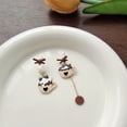 thumbnail image 3 of Pendientes de diseño propio con forma de taza de té y gatito, con forma de aguja de plata S925, largos y asimétricos con borlas H5655, 3 of 5