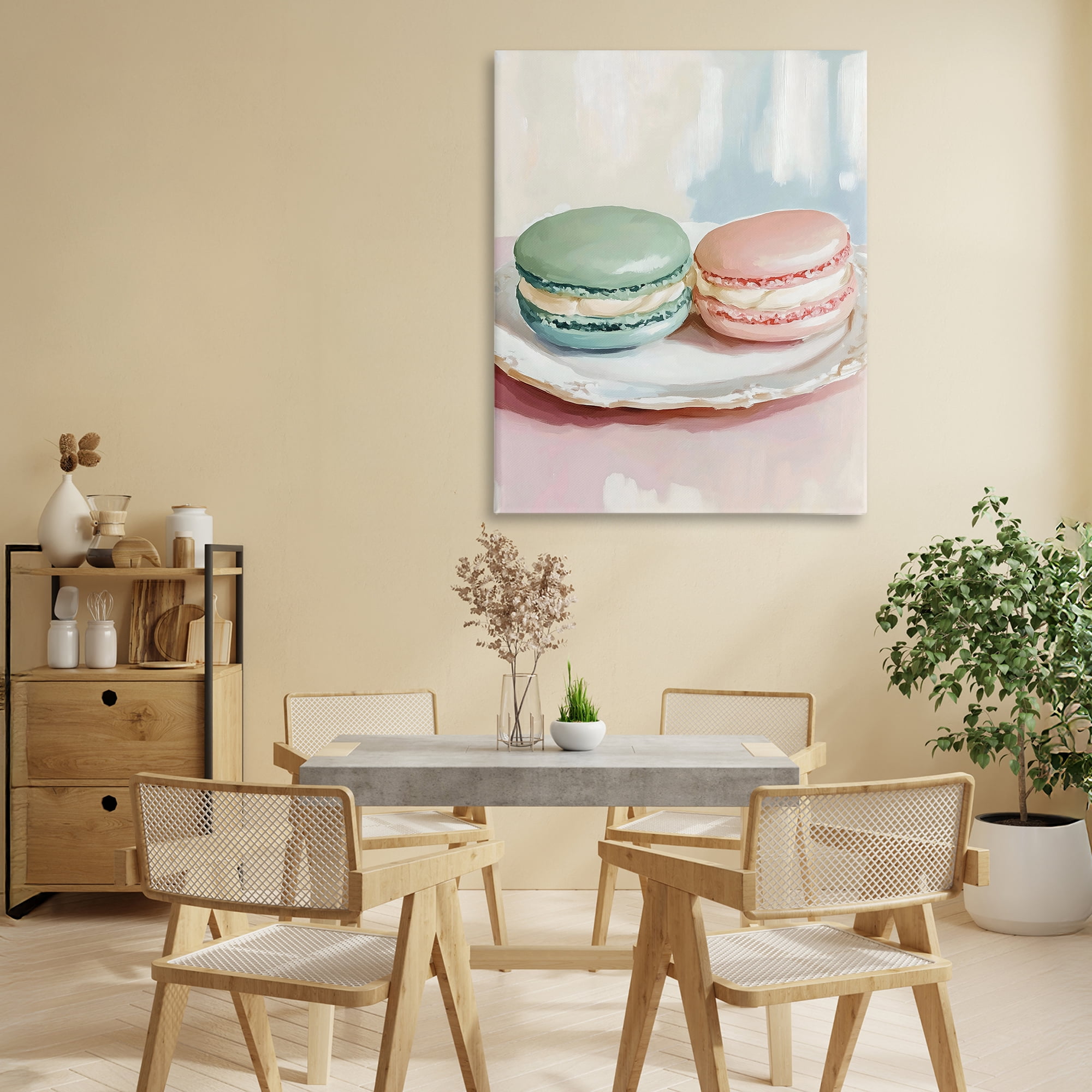 Stupell Industries Pastel Macarons on Plate Canvas Wall Art, design by The Prints Vibe
