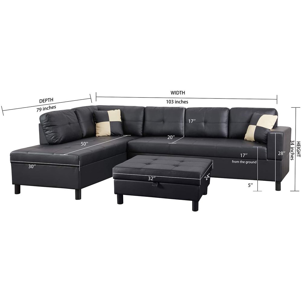 Home Sectional Sofa Set Urbania Left Hand Facing 105'' x 76'' x 33