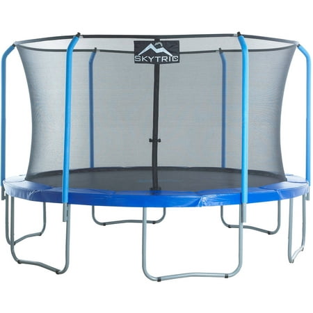 SKYTRIC 15-Foot Trampoline, with Safety Enclosure Net, Blue