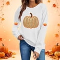 thumbnail image 5 of HongQid Crew Neck Sweatshirts Women Graphic Fall Pumpkin Thanksgiving Pullover Tops Oversized Winter Autumn Season Shirts Sequin Halloween Funny Cute Long Sleeve Tops, 5 of 7